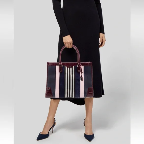 Henri Bendel Multicolor Leather Striped Tote Bag - EUC! - Picture 3 of 7